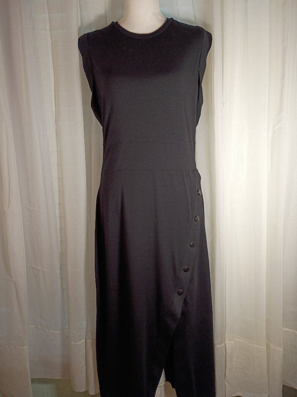 Grey State Black Chiara Midi Luxe Jersey Dress Size XL Anthropologie